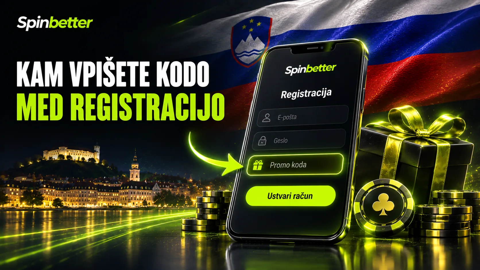 kam vpišete promo kodo SpinBetter med registracijo