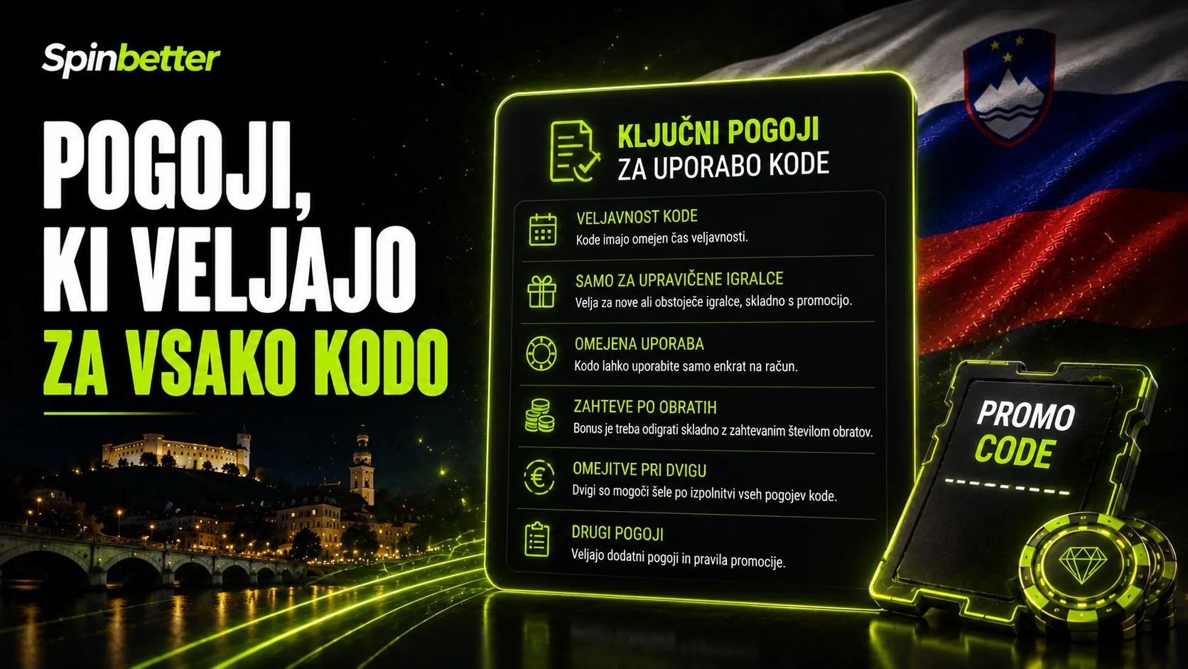 pogoji, ki veljajo za vsako promocijsko kodo SpinBetter