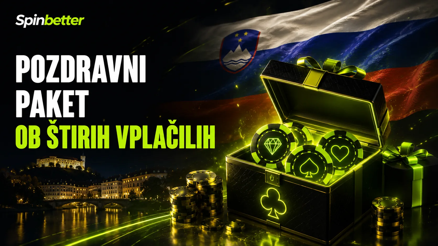 pozdravni paket SpinBetter ob štirih vplačilih in 150 brezplačnih vrtljajev